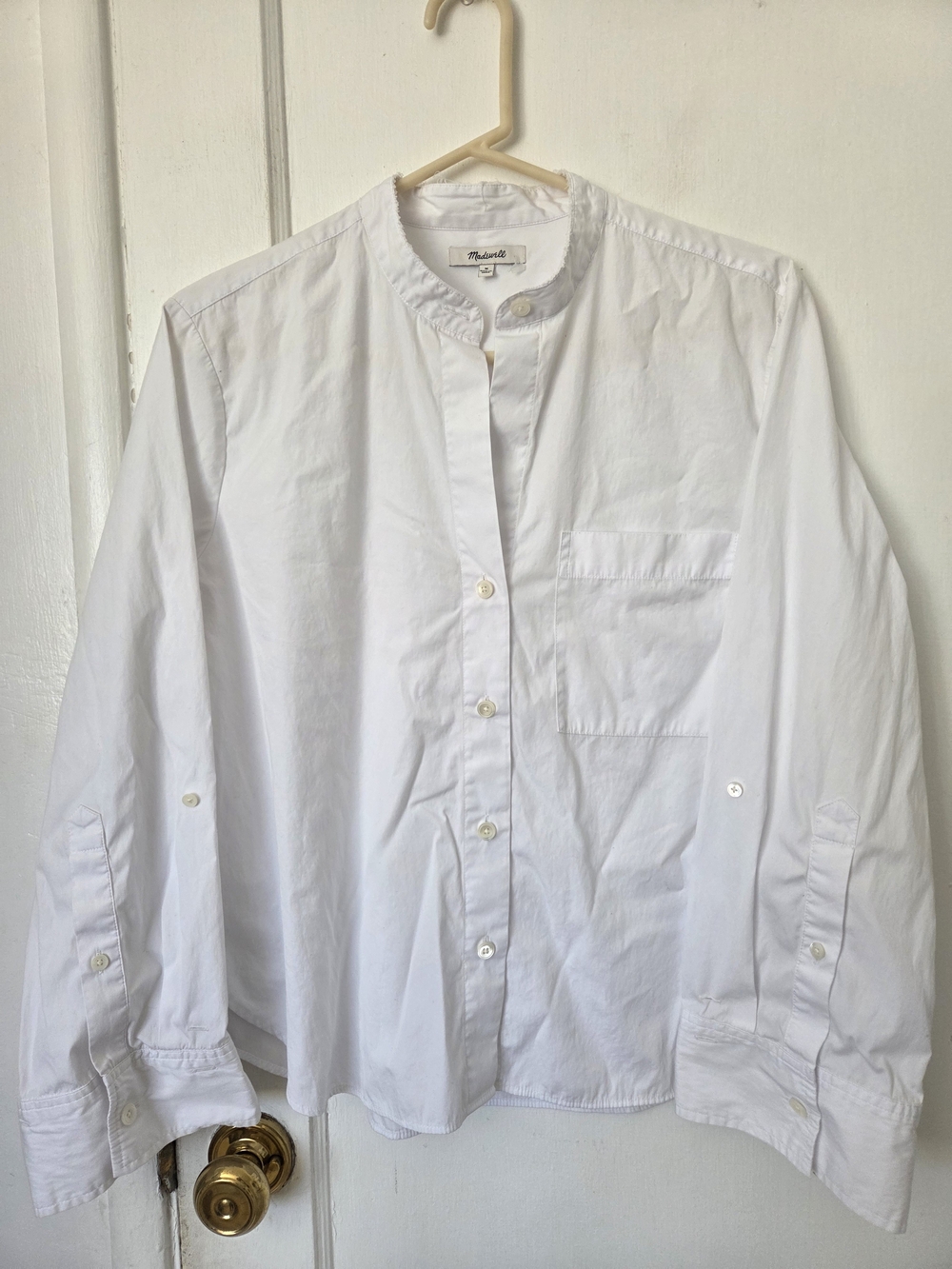 Madewell Poplin White Button-Up Wide Cuff Shirt Medium